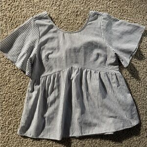 Striped Short Sleeve Blouse